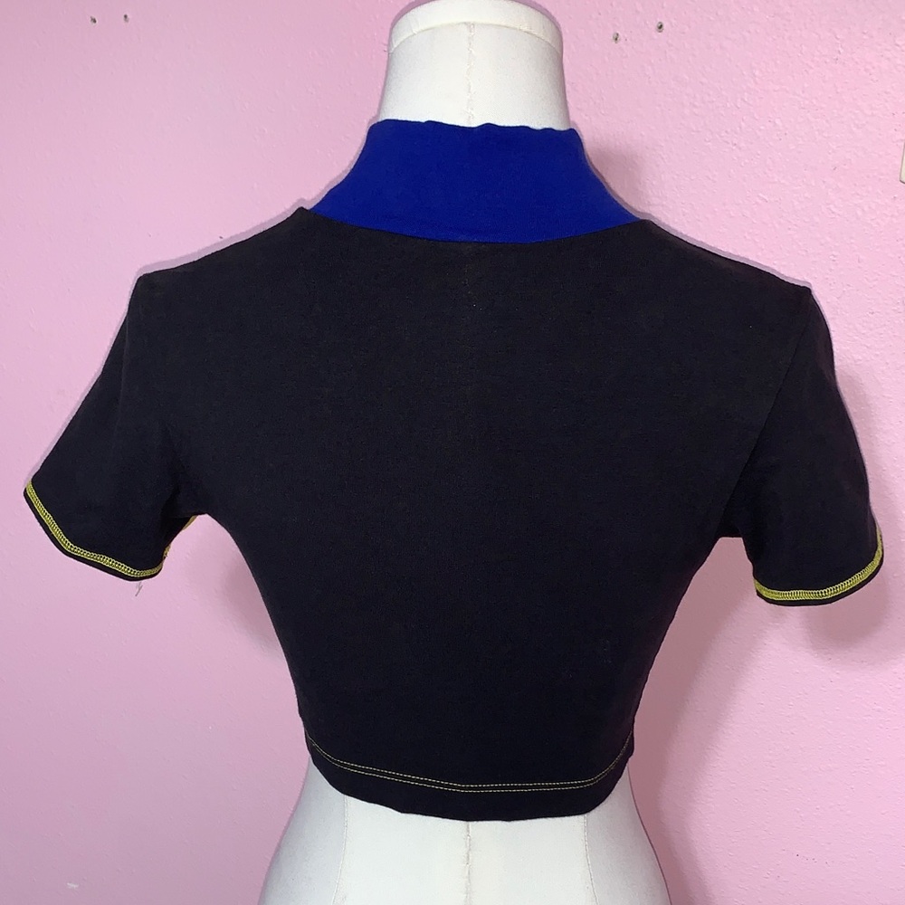 VTG Liz Claiborne Colorblock Cropped Zip-Up Top S - Picture 5 of 10